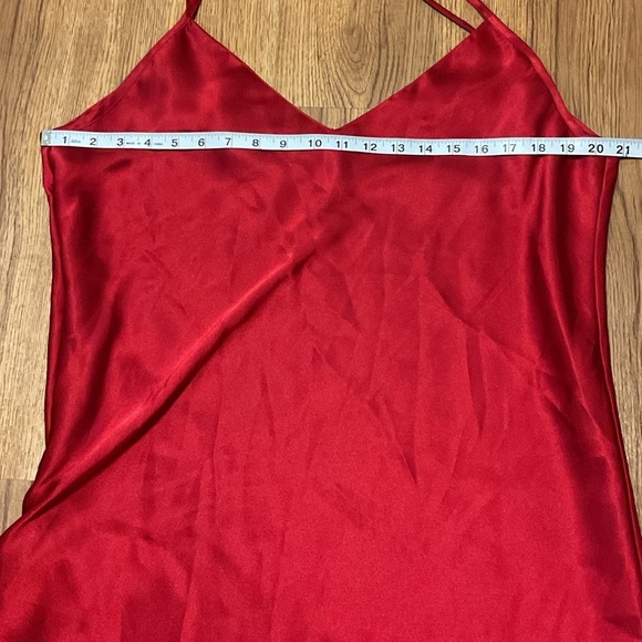 Vintage cross back Elegant Red Satin Slip Dress lingerie sleepwear maxi - Picture 9 of 9